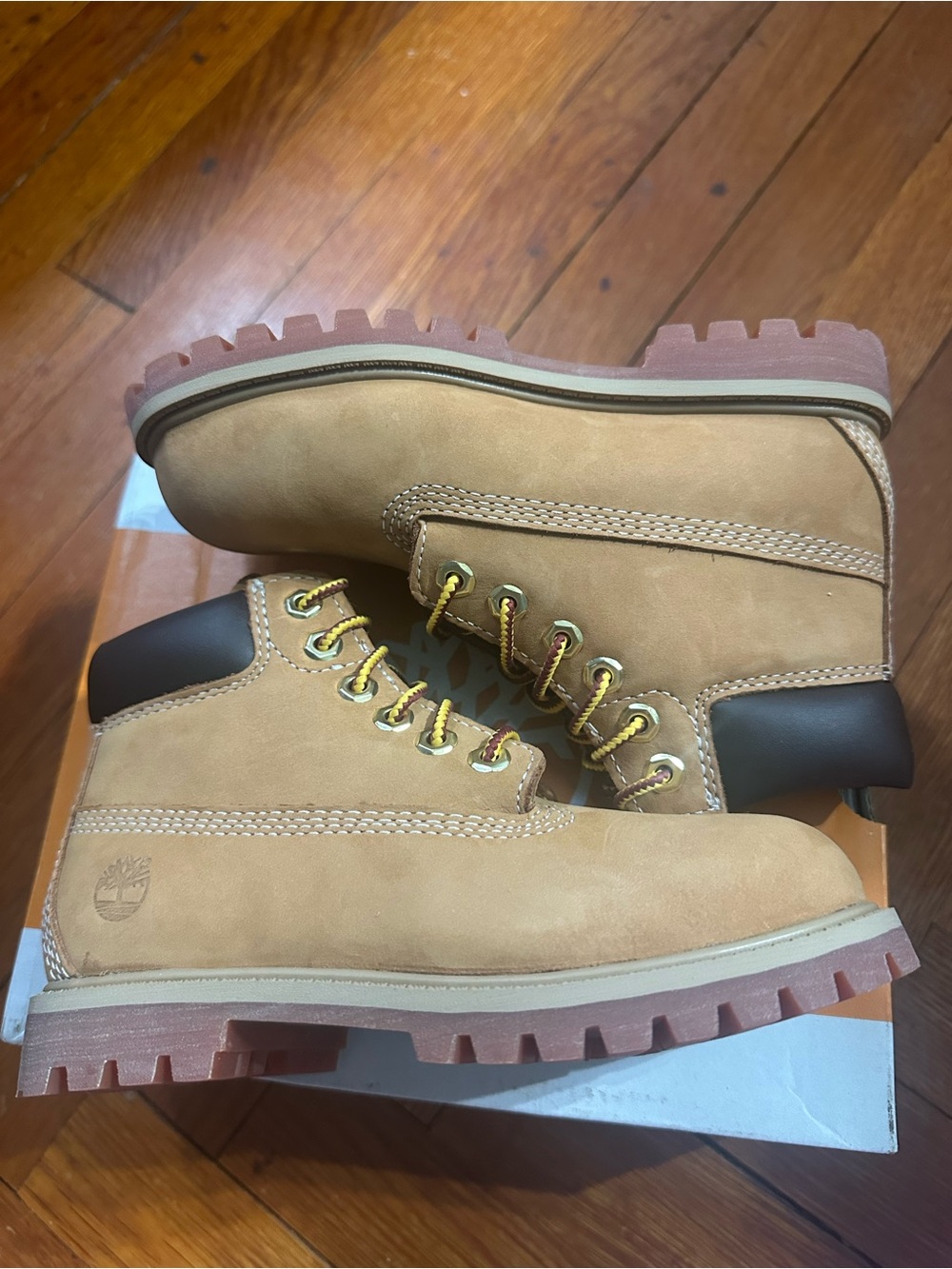 TIMBERLAND PREMIUM 6-INCH WATERPROOF BOOTS Wheat Nubuck Yellow Kid’s Size 12 M